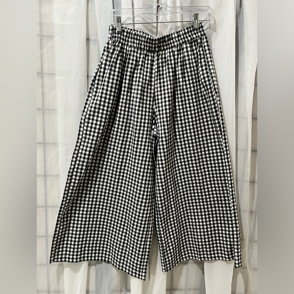 LOMON Black & White Gingham PLAID Wide Leg BOXER Pants WOMEN S - Picture 4 of 10